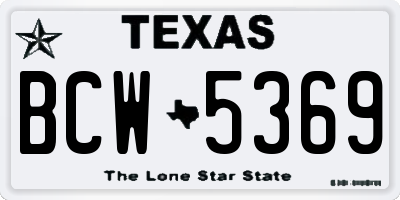 TX license plate BCW5369