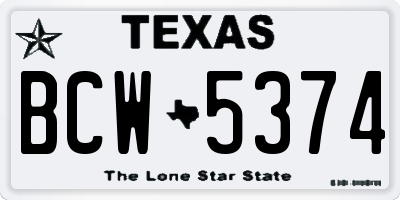 TX license plate BCW5374