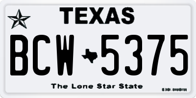 TX license plate BCW5375