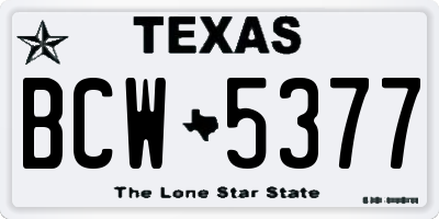 TX license plate BCW5377