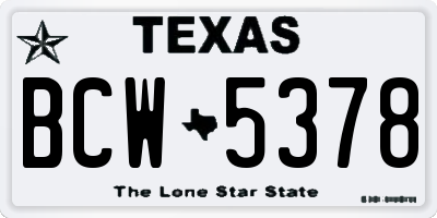 TX license plate BCW5378