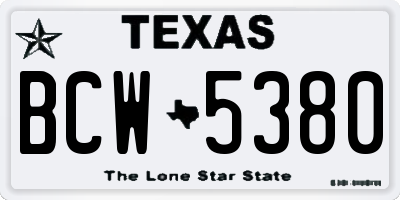 TX license plate BCW5380