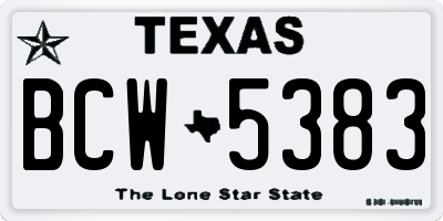 TX license plate BCW5383