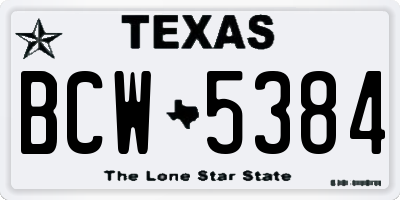TX license plate BCW5384