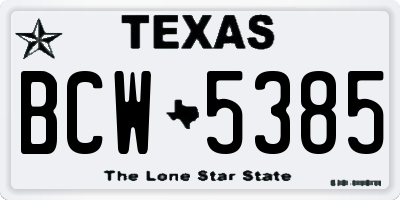 TX license plate BCW5385
