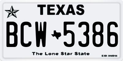 TX license plate BCW5386