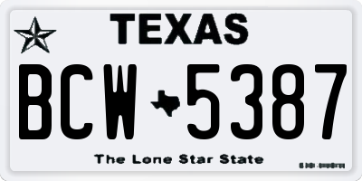 TX license plate BCW5387