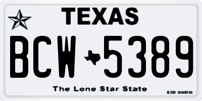 TX license plate BCW5389