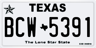 TX license plate BCW5391