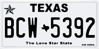 TX license plate BCW5392