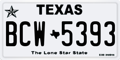 TX license plate BCW5393