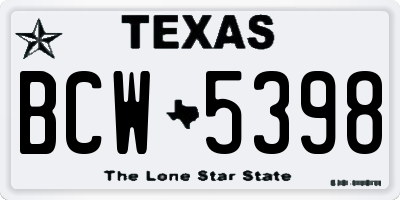 TX license plate BCW5398