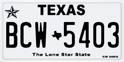 TX license plate BCW5403