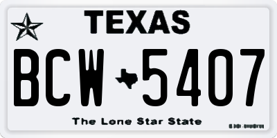 TX license plate BCW5407