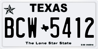 TX license plate BCW5412
