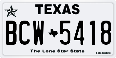TX license plate BCW5418