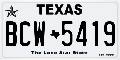 TX license plate BCW5419