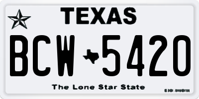 TX license plate BCW5420