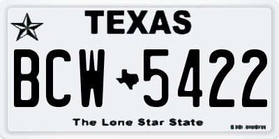 TX license plate BCW5422