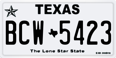 TX license plate BCW5423
