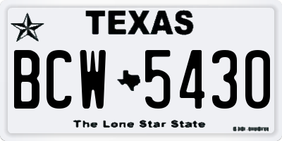 TX license plate BCW5430