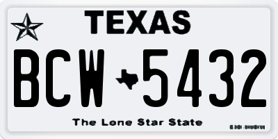 TX license plate BCW5432