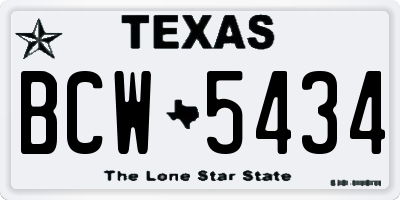 TX license plate BCW5434