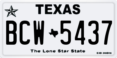 TX license plate BCW5437
