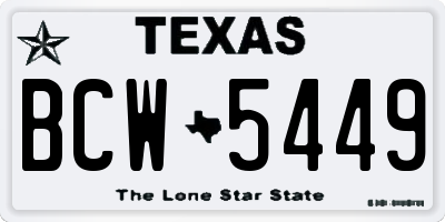 TX license plate BCW5449