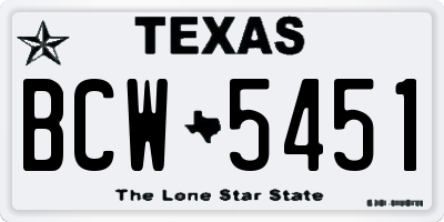 TX license plate BCW5451