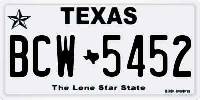 TX license plate BCW5452