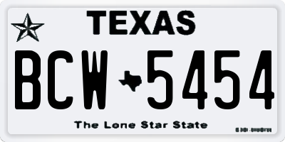 TX license plate BCW5454