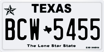 TX license plate BCW5455