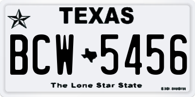 TX license plate BCW5456