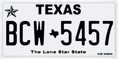 TX license plate BCW5457