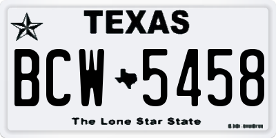 TX license plate BCW5458