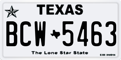 TX license plate BCW5463