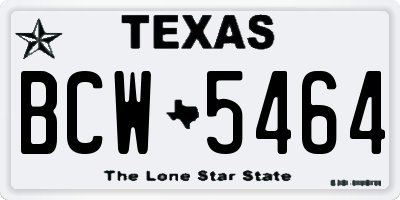 TX license plate BCW5464