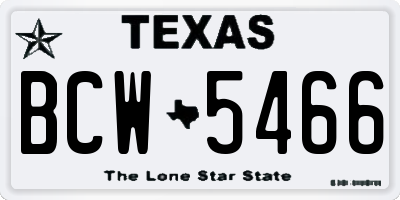 TX license plate BCW5466