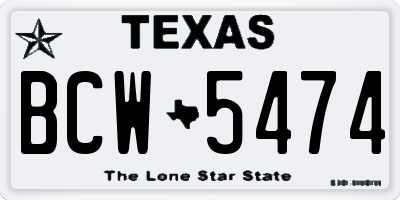 TX license plate BCW5474