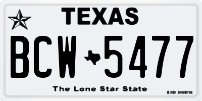 TX license plate BCW5477