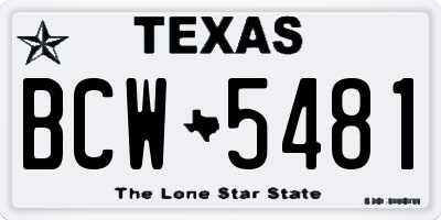 TX license plate BCW5481