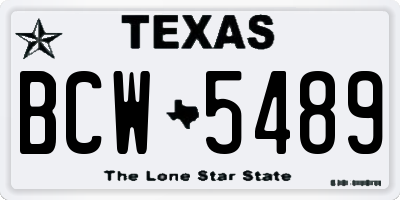 TX license plate BCW5489