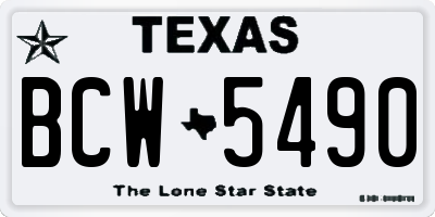 TX license plate BCW5490