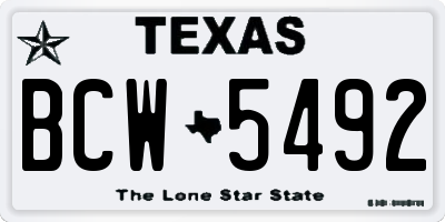 TX license plate BCW5492