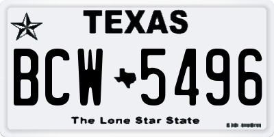 TX license plate BCW5496
