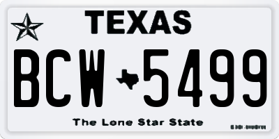 TX license plate BCW5499