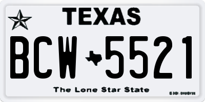 TX license plate BCW5521