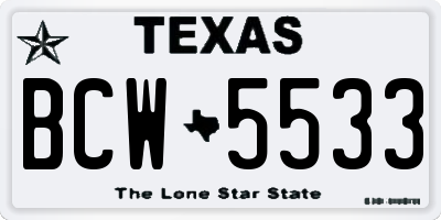 TX license plate BCW5533