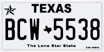 TX license plate BCW5538